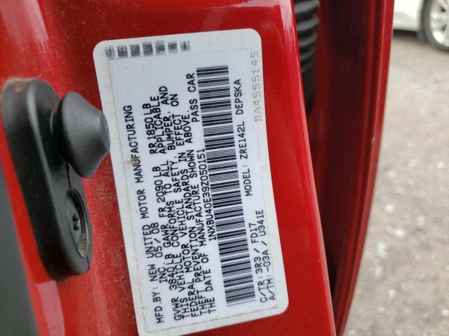 Photo 10 from auction – 2009 TOYOTA COROLLA BA with VIN 1NXBU40E39Z050151