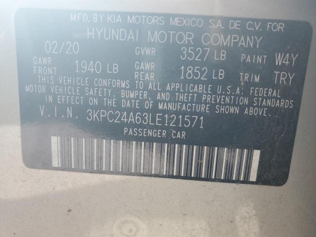 Photo 10 from auction – 2020 HYUNDAI ACCENT SE with VIN 3KPC24A63LE121571