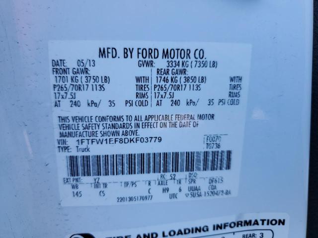 Photo 10 from auction – 2013 FORD F150 SUPER with VIN 1FTFW1EF8DKF03779
