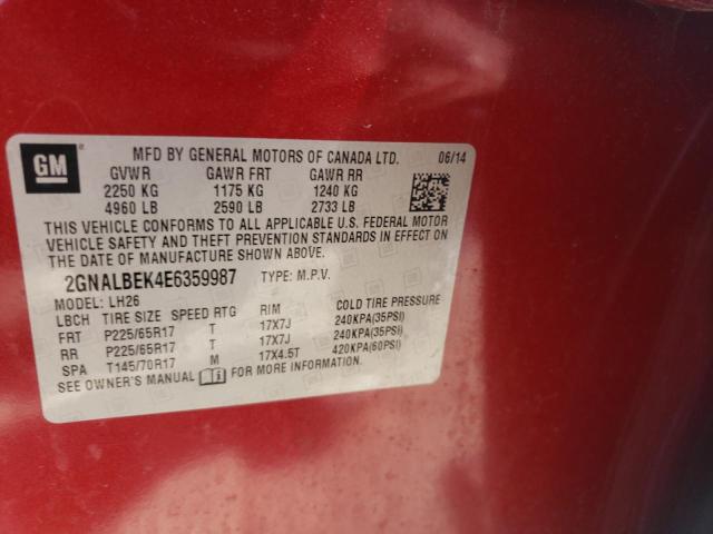 Photo 10 from auction – 2014 CHEVROLET EQUINOX LT with VIN 2GNALBEK4E6359987