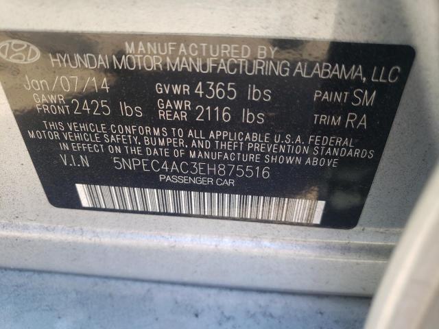 Photo 10 from auction – 2014 HYUNDAI SONATA SE with VIN 5NPEC4AC3EH875516