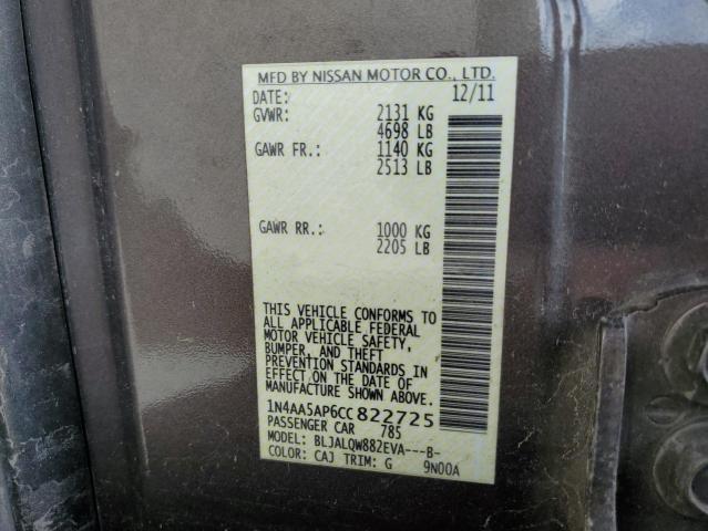 Foto 10 de la subasta – 2012 NISSAN MAXIMA S con VIN 1N4AA5AP6CC822725