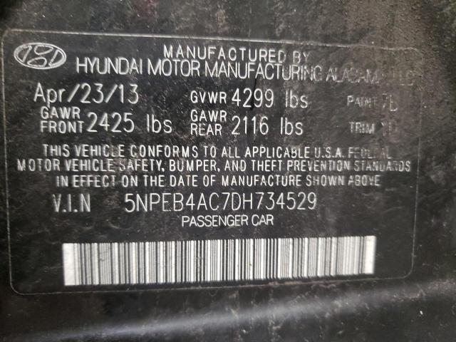 Photo 10 from auction – 2013 HYUNDAI SONATA GLS with VIN 5NPEB4AC7DH734529