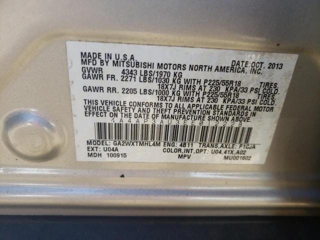 Photo 10 from auction – 2014 MITSUBISHI OUTLANDER with VIN 4A4AP3AU3EE012228