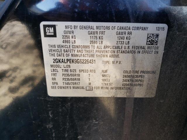 Photo 10 from auction – 2016 GMC TERRAIN SL with VIN 2GKALPEK9G6226431