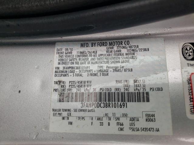 Photo 10 from auction – 2011 FORD FUSION SPO with VIN 3FAHP0DC3BR101691