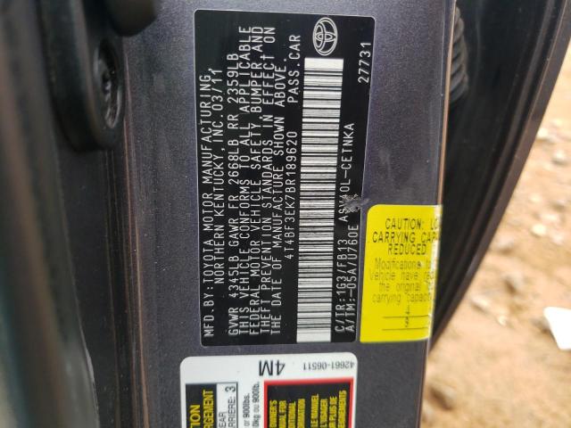 Photo 10 from auction – 2011 TOYOTA CAMRY BASE with VIN 4T4BF3EK7BR189620