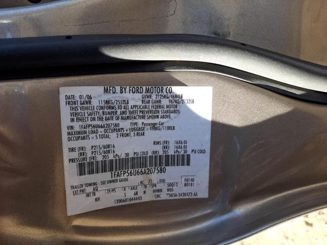 Photo 10 from auction – 2006 FORD TAURUS SEL with VIN 1FAFP56U66A207580
