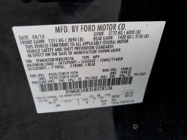 Photo 10 from auction – 2014 FORD FLEX LIMIT with VIN 2FMGK5D83EBD28536