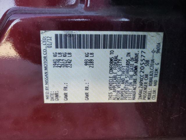 Photo 10 from auction – 2012 NISSAN ALTIMA BAS with VIN 1N4AL2APXCC205577