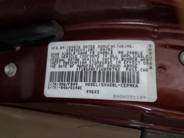 Photo 10 from auction – 2001 TOYOTA CAMRY CE with VIN 4T1BG28K71U090792