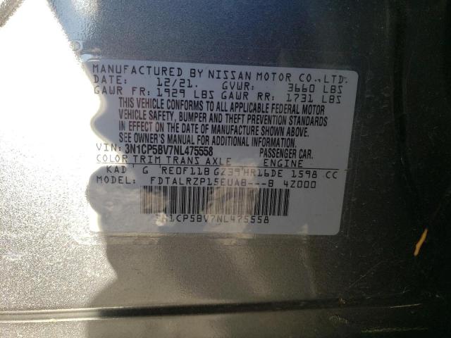 Photo 10 from auction – 2022 NISSAN KICKS S with VIN 3N1CP5BV7NL475558