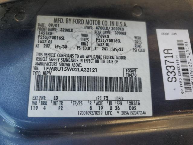 Photo 10 from auction – 2002 FORD EXPEDITION with VIN 1FMRU15W02LA32121
