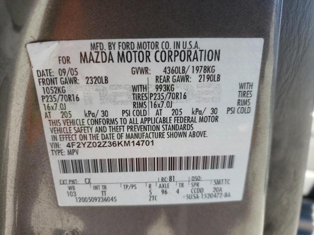 Photo 10 from auction – 2006 MAZDA TRIBUTE I with VIN 4F2YZ02Z36KM14701