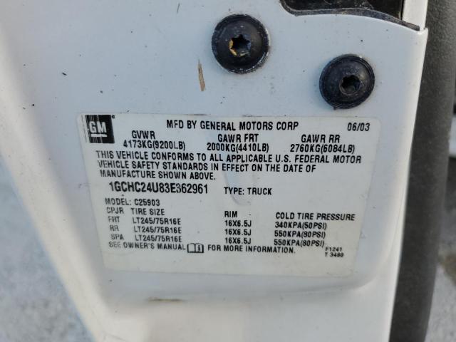 Photo 10 from auction – 2003 CHEVROLET SILVERADO with VIN 1GCHC24U83E362961