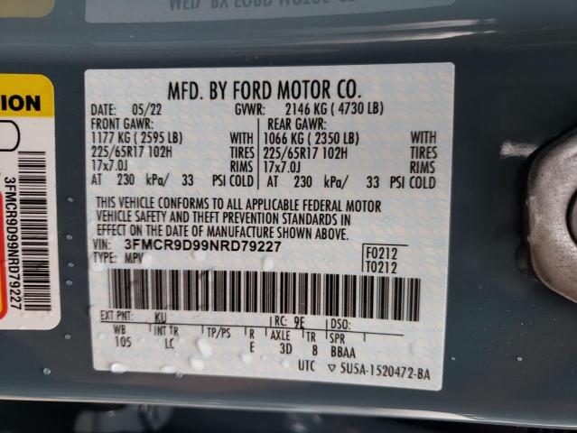 Photo 10 from auction – 2022 FORD BRONCO SPO with VIN 3FMCR9D99NRD79227