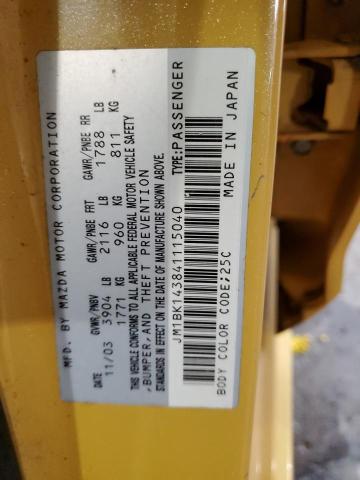 Photo 10 from auction – 2004 MAZDA 3 HATCHBAC with VIN JM1BK143841115040