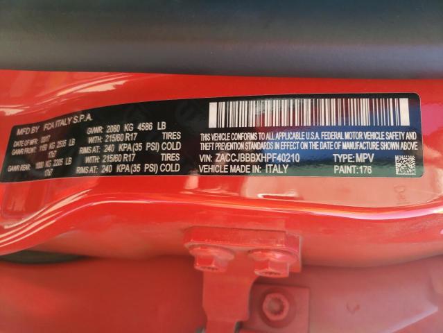 Photo 10 from auction – 2017 JEEP RENEGADE L with VIN ZACCJBBBXHPF40210