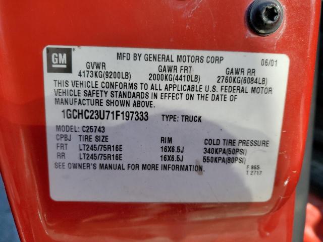 Photo 10 from auction – 2001 CHEVROLET 2500 HD with VIN 1GCHC23U71F197333