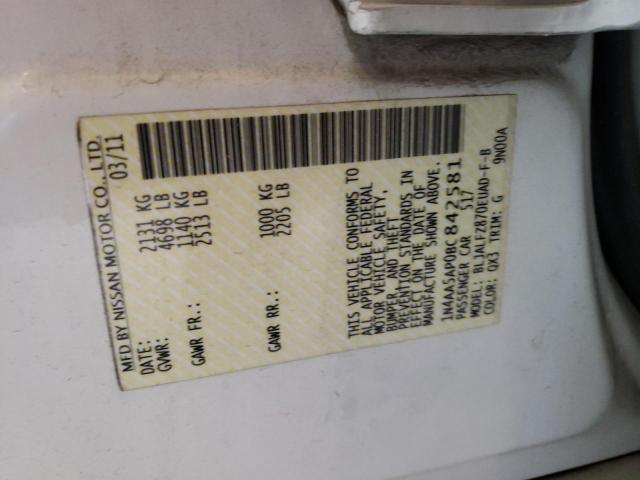 Photo 10 from auction – 2011 NISSAN MAXIMA S with VIN 1N4AA5AP0BC842581