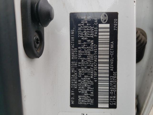 Photo 10 from auction – 2010 TOYOTA CAMRY BASE with VIN 4T1BF3EK7AU514517