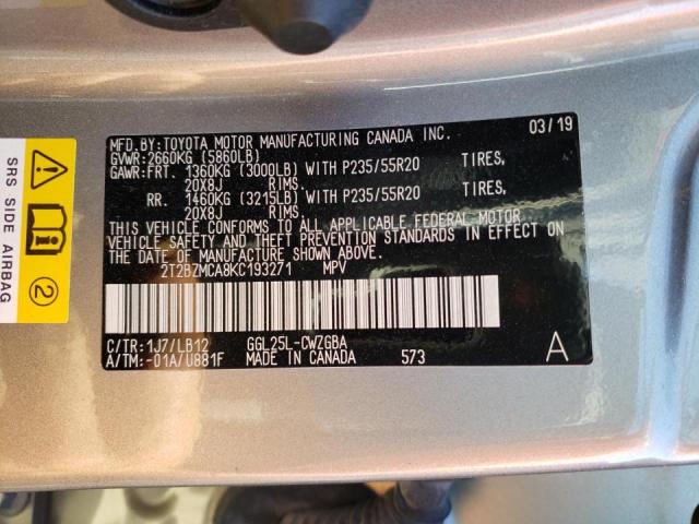 Photo 10 from auction – 2019 LEXUS RX 350 BAS with VIN 2T2BZMCA8KC193271