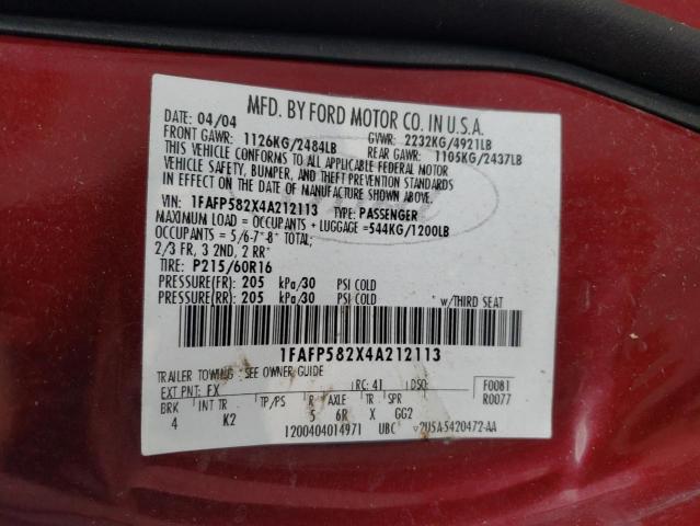 Photo 10 from auction – 2004 FORD TAURUS SE with VIN 1FAFP582X4A212113