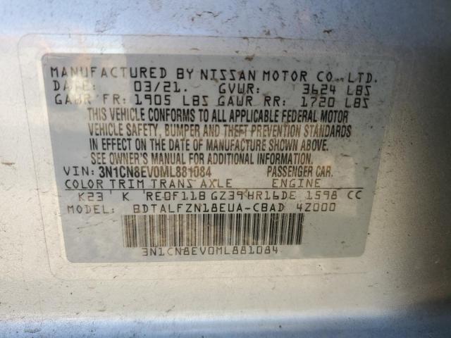 Photo 10 from auction – 2021 NISSAN VERSA SV with VIN 3N1CN8EV0ML881084