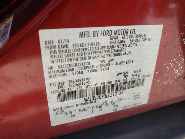 Photo 10 from auction – 2020 FORD ECOSPORT S with VIN MAJ3S2GE3LC313136