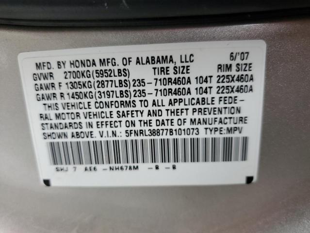 Photo 10 from auction – 2007 HONDA ODYSSEY TO with VIN 5FNRL38877B101073