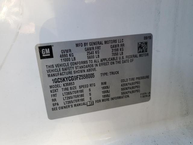 Photo 10 from auction – 2015 CHEVROLET SILVERADO with VIN 1GC5KYCG9FZ558005