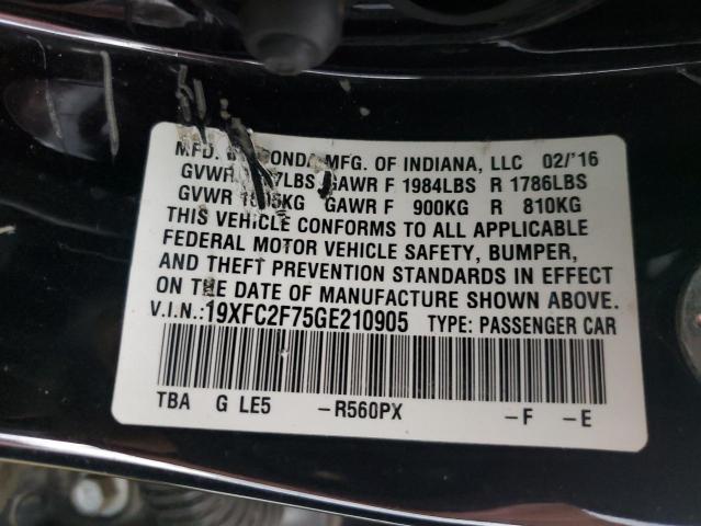 Photo 10 from auction – 2016 HONDA CIVIC EX with VIN 19XFC2F75GE210905