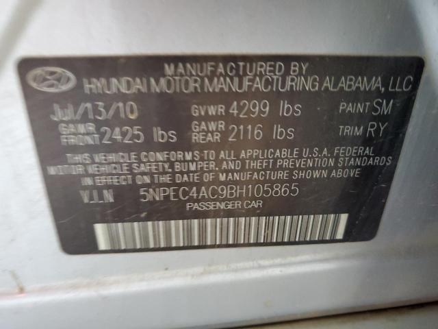 Photo 10 from auction – 2011 HYUNDAI SONATA SE with VIN 5NPEC4AC9BH105865