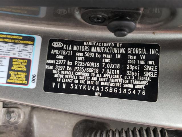 Photo 10 from auction – 2011 KIA SORENTO EX with VIN 5XYKU4A15BG185476