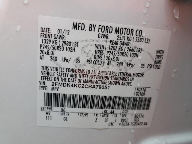 Photo 10 from auction – 2012 FORD EDGE LIMIT with VIN 2FMDK4KC2CBA79051