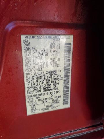 Photo 10 from auction – 2008 NISSAN PATHFINDER with VIN 5N1AR18U98C605289