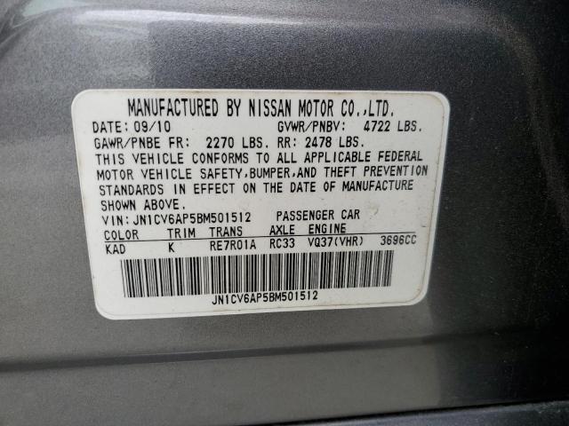 Photo 10 from auction – 2011 INFINITI G37 BASE with VIN JN1CV6AP5BM501512