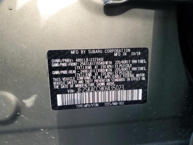 Photo 10 from auction – 2019 SUBARU FORESTER with VIN JF2SKACC9KH435023