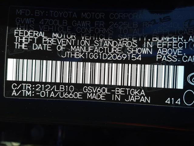 Photo 10 from auction – 2013 LEXUS ES 350 with VIN JTHBK1GG1D2069154