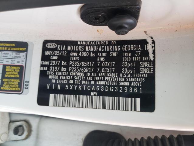 Photo 10 from auction – 2013 KIA SORENTO LX with VIN 5XYKTCA63DG329361