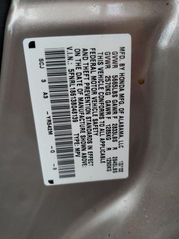 Photo 10 from auction – 2003 HONDA ODYSSEY EX with VIN 5FNRL18613B048139
