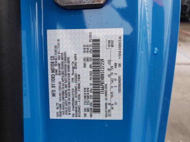 Photo 10 from auction – 2022 FORD MUSTANG with VIN 1FA6P8TH8N5127259