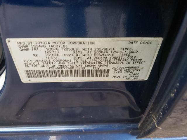 Photo 10 from auction – 2004 TOYOTA RAV4 with VIN JTEHD20V746015298
