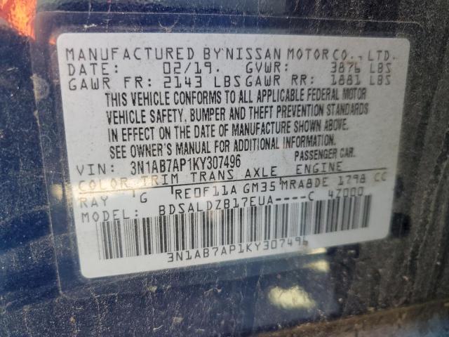 Photo 10 from auction – 2019 NISSAN SENTRA S with VIN 3N1AB7AP1KY307496