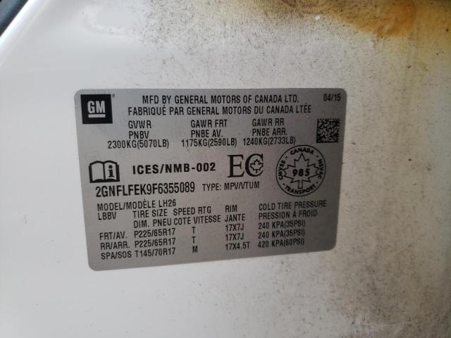 Photo 10 from auction – 2015 CHEVROLET EQUINOX LT with VIN 2GNFLFEK9F6355089