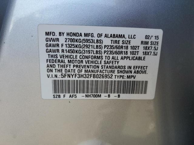 Photo 10 from auction – 2015 HONDA PILOT SE with VIN 5FNYF3H32FB026952
