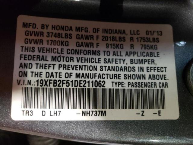 Photo 10 from auction – 2013 HONDA CIVIC LX with VIN 19XFB2F51DE211062