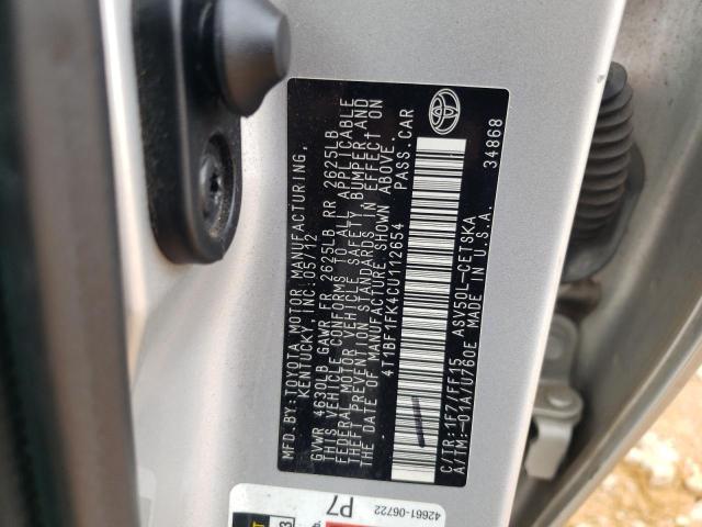 Photo 10 from auction – 2012 TOYOTA CAMRY BASE with VIN 4T1BF1FK4CU112654