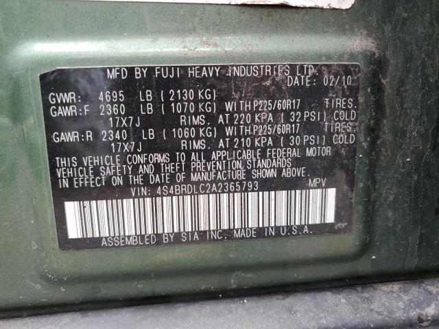 Photo 10 from auction – 2010 SUBARU OUTBACK 3. with VIN 4S4BRDLC2A2365793