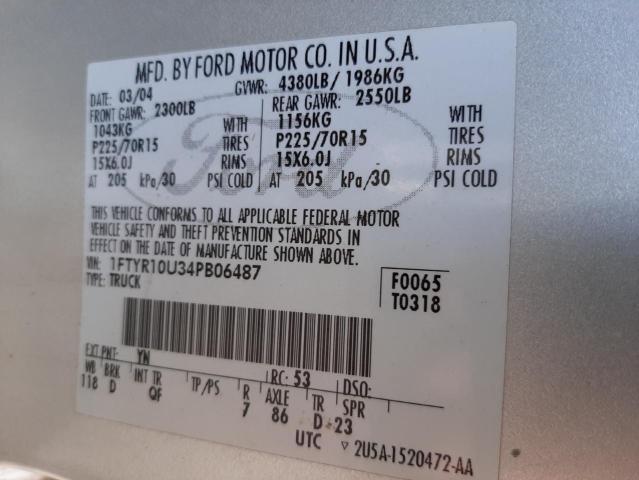 Photo 10 from auction – 2004 FORD RANGER with VIN 1FTYR10U34PB06487